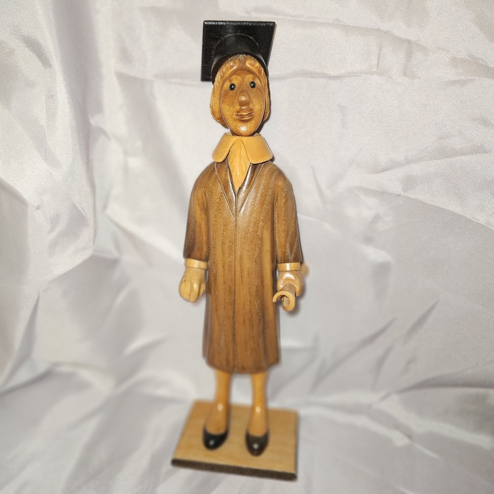 ROMER Vintage Italian Handcarved Wood GRADUATE Figurine Statue 13.5"